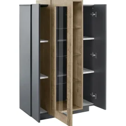 Vetrinetta 80x121h cm 2 ante antracite rovere Milos Gihome®