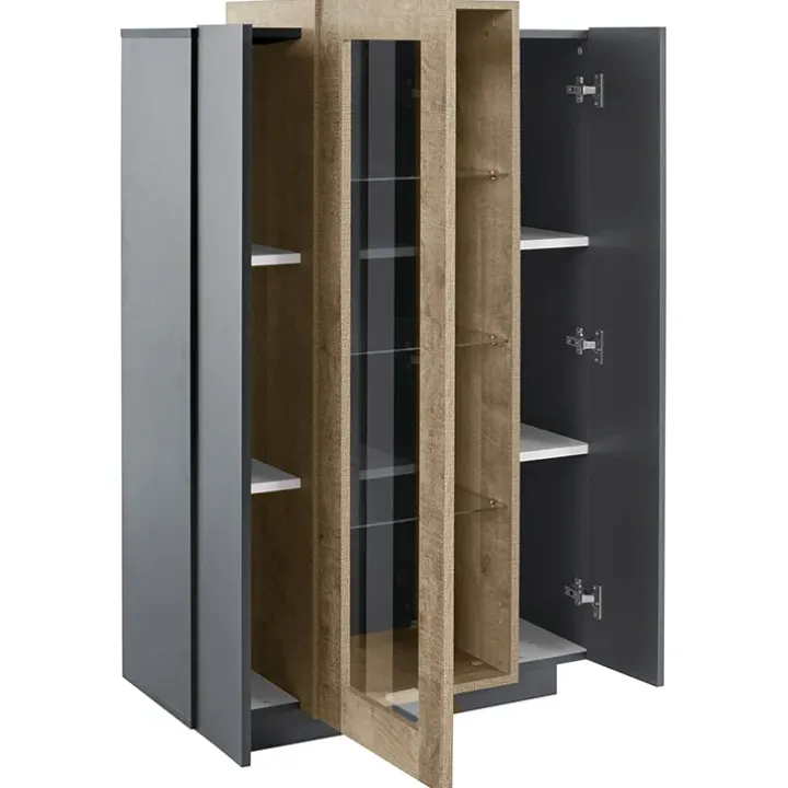 Vetrinetta 80x121h cm 2 ante antracite rovere Milos Gihome®