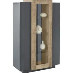 Vetrinetta 80x121h cm 2 ante antracite rovere Milos Gihome®
