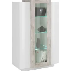 Vetrinetta 80x121h cm 2 ante bianco lucido cemento Milos Gihome®