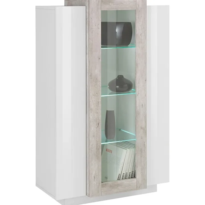 Vetrinetta 80x121h cm 2 ante bianco lucido cemento Milos Gihome®