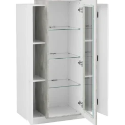 Vetrinetta 80x121h cm 2 ante bianco lucido cemento Milos Gihome®