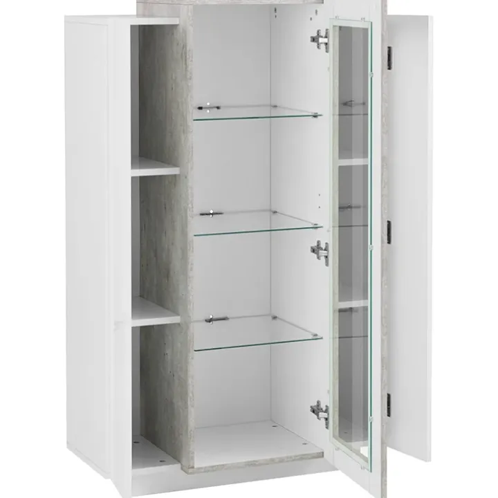 Vetrinetta 80x121h cm 2 ante bianco lucido cemento Milos Gihome®