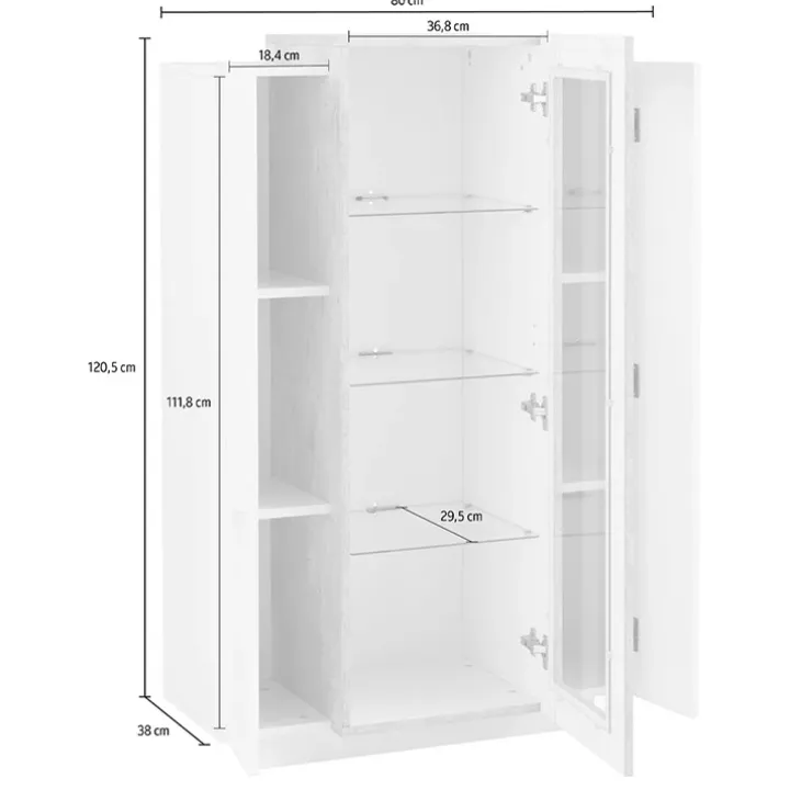 Vetrinetta 80x121h cm 2 ante bianco lucido cemento Milos Gihome®
