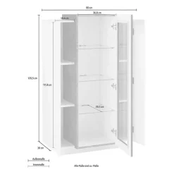 Vetrinetta 80x121h cm 2 ante bianco lucido nero opaco Milos Gihome®