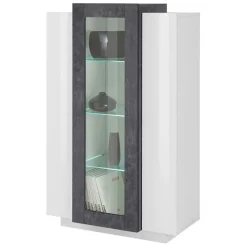 Vetrinetta 80x121h cm 2 ante bianco lucido nero opaco Milos Gihome®