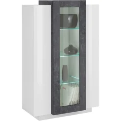 Vetrinetta 80x121h cm 2 ante bianco lucido nero opaco Milos Gihome®