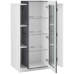 Vetrinetta 80x121h cm 2 ante bianco lucido nero opaco Milos Gihome®
