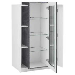 Vetrinetta 80x121h cm 2 ante bianco lucido nero opaco Milos Gihome®