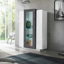 Vetrinetta 80x121h cm 2 ante bianco lucido nero opaco Milos Gihome®