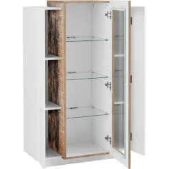 Vetrinetta 80x121h cm 2 ante bianco lucido rovere Milos Gihome®