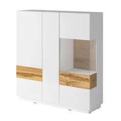 Vetrinetta 130x139h cm 3 ante bianco lucido rovere Bahama