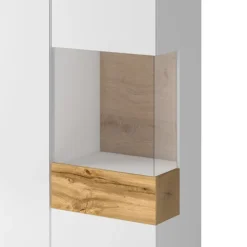 Vetrinetta 130x139h cm 3 ante bianco lucido rovere Bahama
