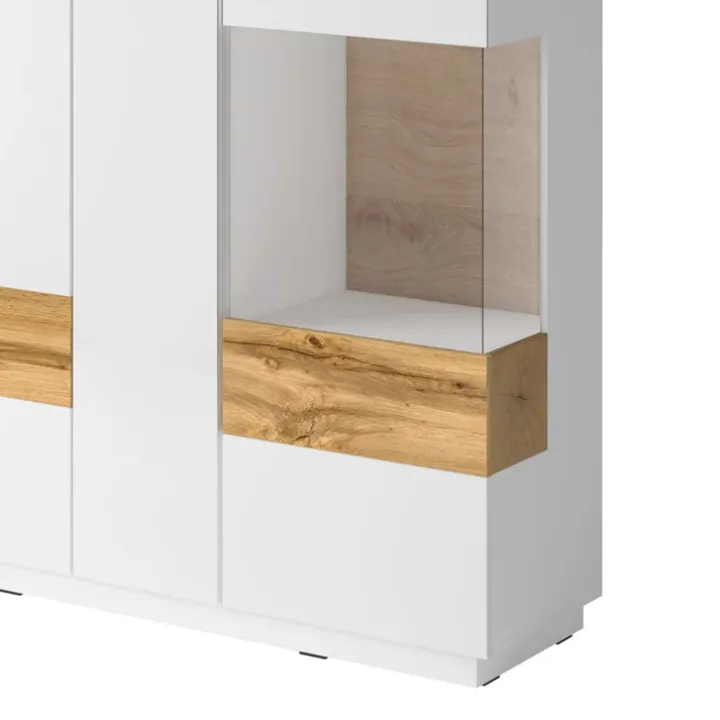 Vetrinetta 130x139h cm 3 ante bianco lucido rovere Bahama