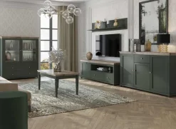 Vetrinetta 126x138h cm 2 ante 2 cassetti verde quercia Texel