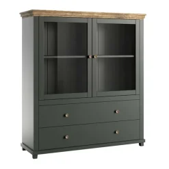 Vetrinetta 126x138h cm 2 ante 2 cassetti verde quercia Texel