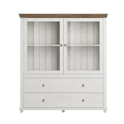 Vetrinetta 126x138h cm 2 ante 2 cassetti bianco frassinato rovere Texel