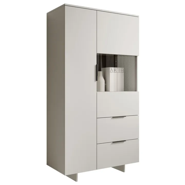 Vetrinetta 90x170h cm 2 ante 2 cassetti soggiorno beige cashmere Stone