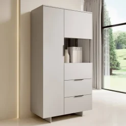 Vetrinetta 90x170h cm 2 ante 2 cassetti soggiorno beige cashmere Stone