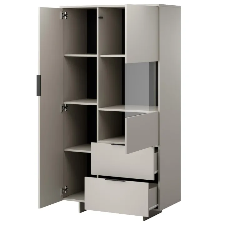 Vetrinetta 90x170h cm 2 ante 2 cassetti soggiorno beige cashmere Stone