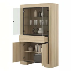 Vetrinetta 113x185h cm 4 ante 1 cassetto rovere Écarté