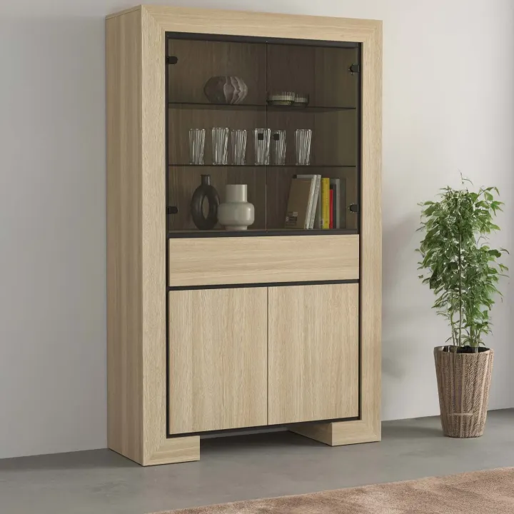 Vetrinetta 113x185h cm 4 ante 1 cassetto rovere Écarté