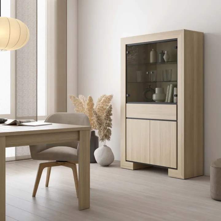 Vetrinetta 113x185h cm 4 ante 1 cassetto rovere Écarté