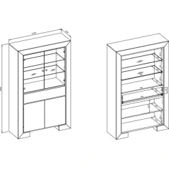 Vetrinetta 113x185h cm 4 ante 1 cassetto rovere Écarté