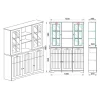 Vetrinetta 133x199h cm 5 ante 3 cassetti shabby bianco lucido rovere Loira