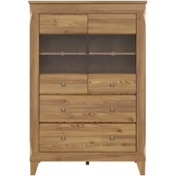 Vetrinetta 102x151h cm 2 ante 4 cassetti rovere scuro Lucca