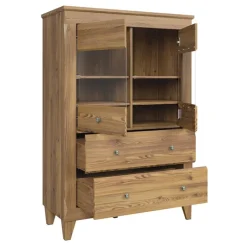 Vetrinetta 102x151h cm 2 ante 4 cassetti rovere scuro Lucca