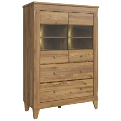 Vetrinetta 102x151h cm 2 ante 4 cassetti rovere scuro Lucca
