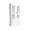 Vetrinetta 88x193h cm 2 ante con vetro 2 cassetti shabby bianco frassinato Kelly