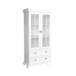 Vetrinetta 88x193h cm 2 ante con vetro 2 cassetti shabby bianco frassinato Kelly