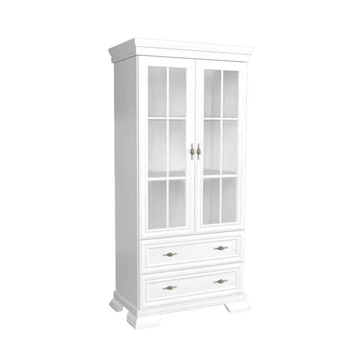 Vetrinetta 88x193h cm 2 ante con vetro 2 cassetti shabby bianco frassinato Kelly