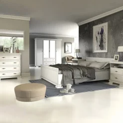 Vetrinetta 88x193h cm 2 ante con vetro 2 cassetti shabby bianco frassinato Kelly