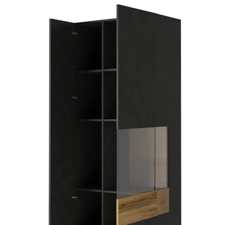 Vetrinetta 80x207h cm 2 ante destra antracite rovere Bahama