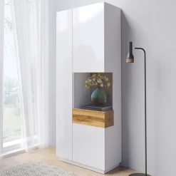Vetrinetta 80x207h cm 2 ante destra bianco lucido rovere Bahama