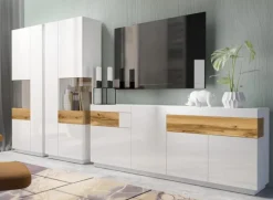 Vetrinetta 80x207h cm 2 ante destra bianco lucido rovere Bahama