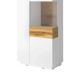 Vetrinetta 80x207h cm 2 ante destra bianco lucido rovere Bahama