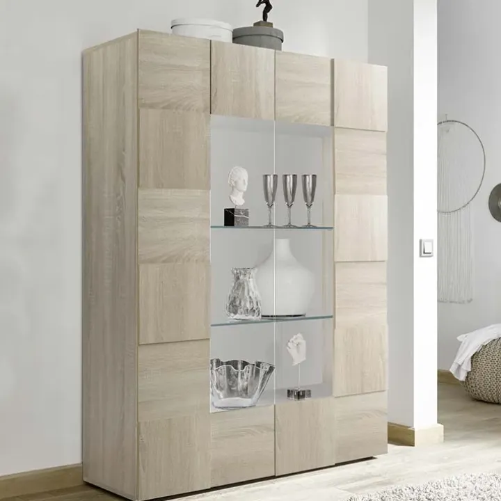 Vetrinetta 121x166h cm 2 ante moderna rovere samoa Obsession