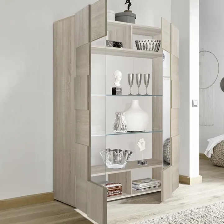 Vetrinetta 121x166h cm 2 ante moderna rovere samoa Obsession