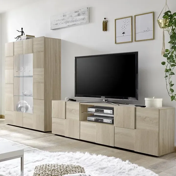 Vetrinetta 121x166h cm 2 ante moderna rovere samoa Obsession