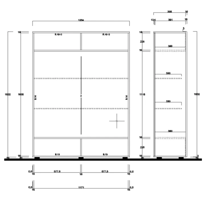Vetrinetta 121x166h cm 2 ante moderna rovere samoa serigrafato Paradise