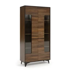 Vetrinetta 91x185h cm 2 ante moderna noce Line
