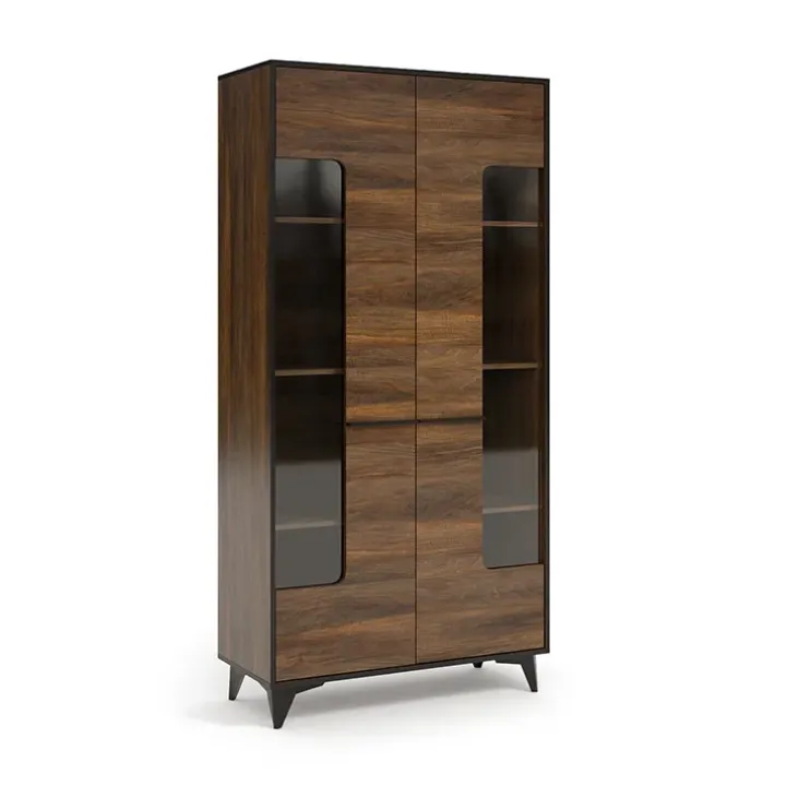 Vetrinetta 91x185h cm 2 ante moderna noce Line