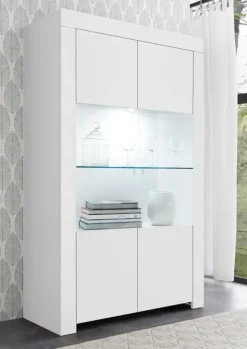 Vetrinetta 110x186h cm 2 ante moderno bianco opaco Halston