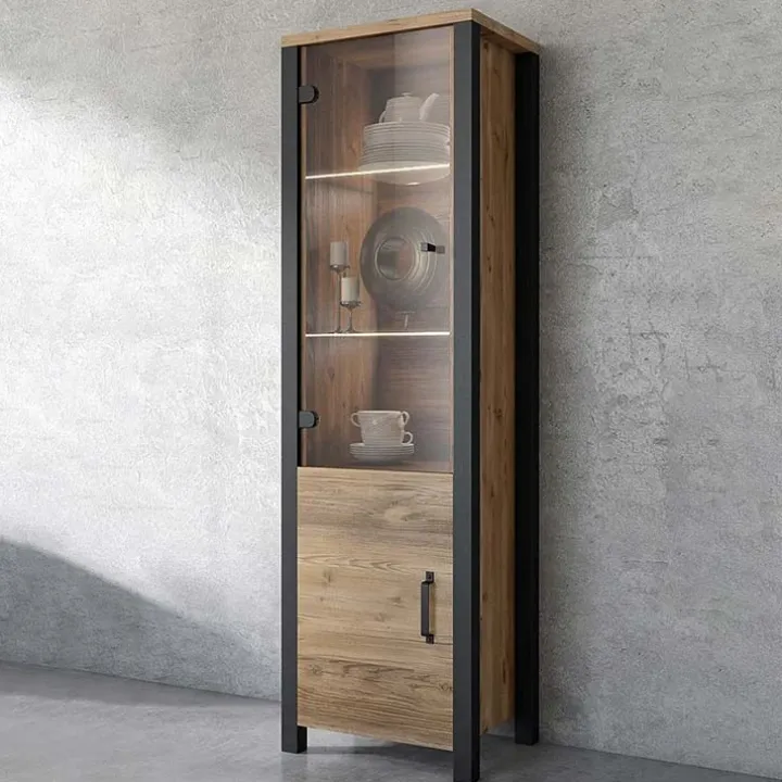 Vetrinetta 56x191h cm 2 ante quercia nero opaco Nebraska