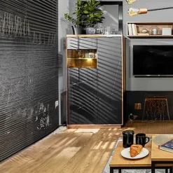 Vetrinetta 94x157h cm 2 ante rovere scuro nero opaco Elin