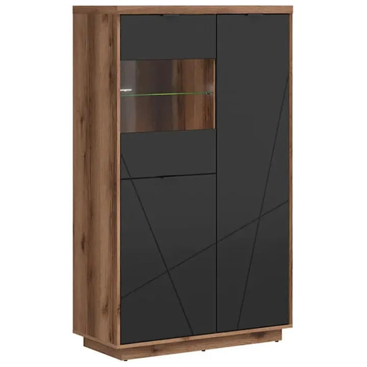 Vetrinetta 94x157h cm 2 ante rovere scuro nero opaco Elin